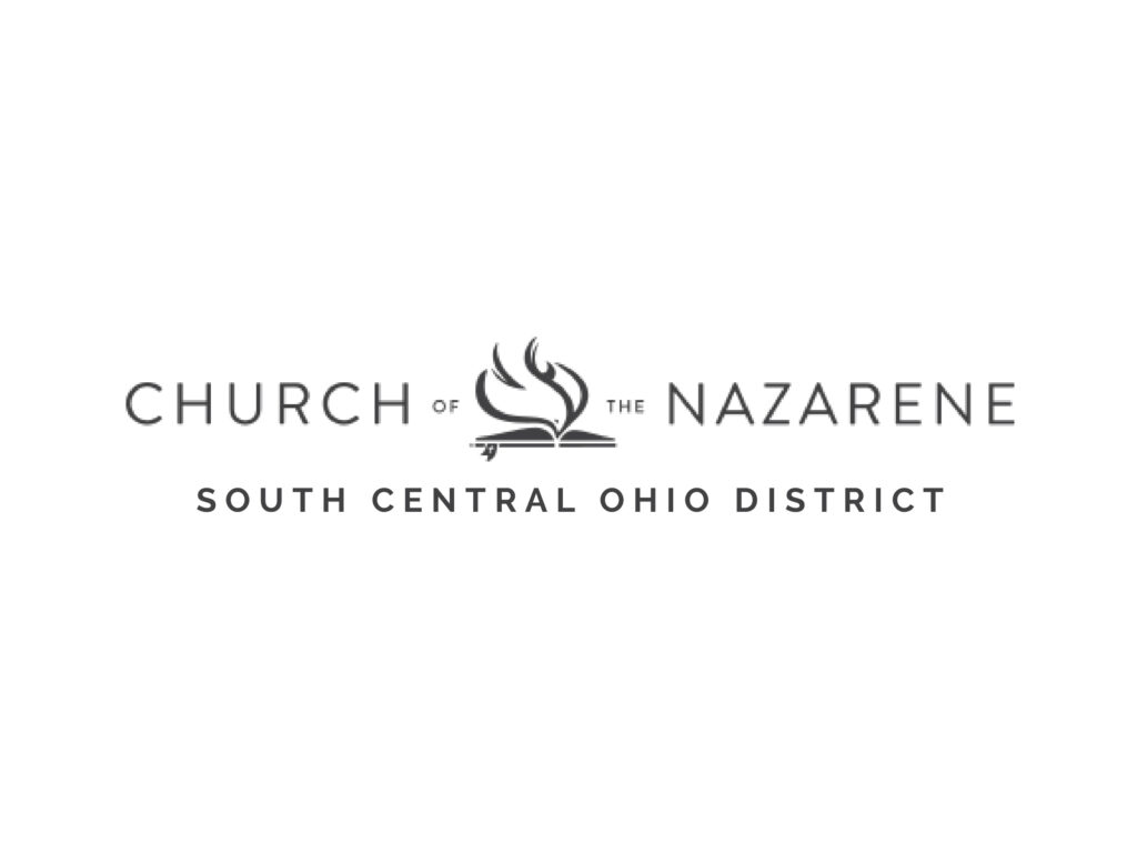 Logo of the Church of the Nazarene, South Central Ohio District, featuring an open book with a flame above it.