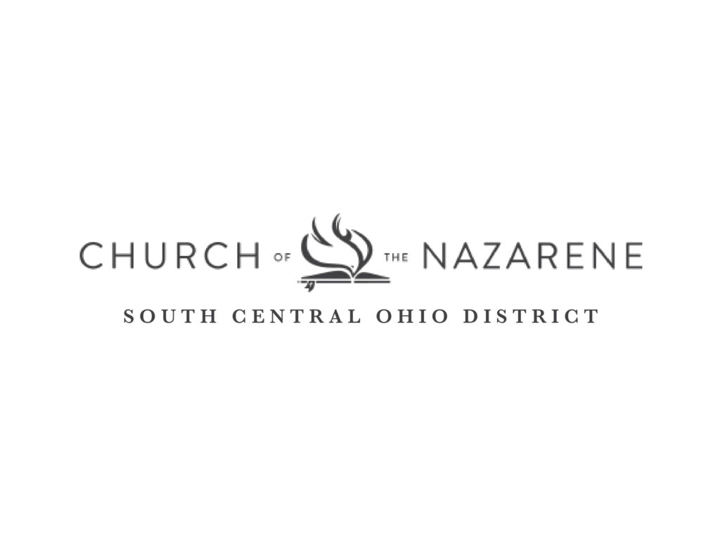 Logo of the Church of the Nazarene, South Central Ohio District, featuring stylized flames above an open book.