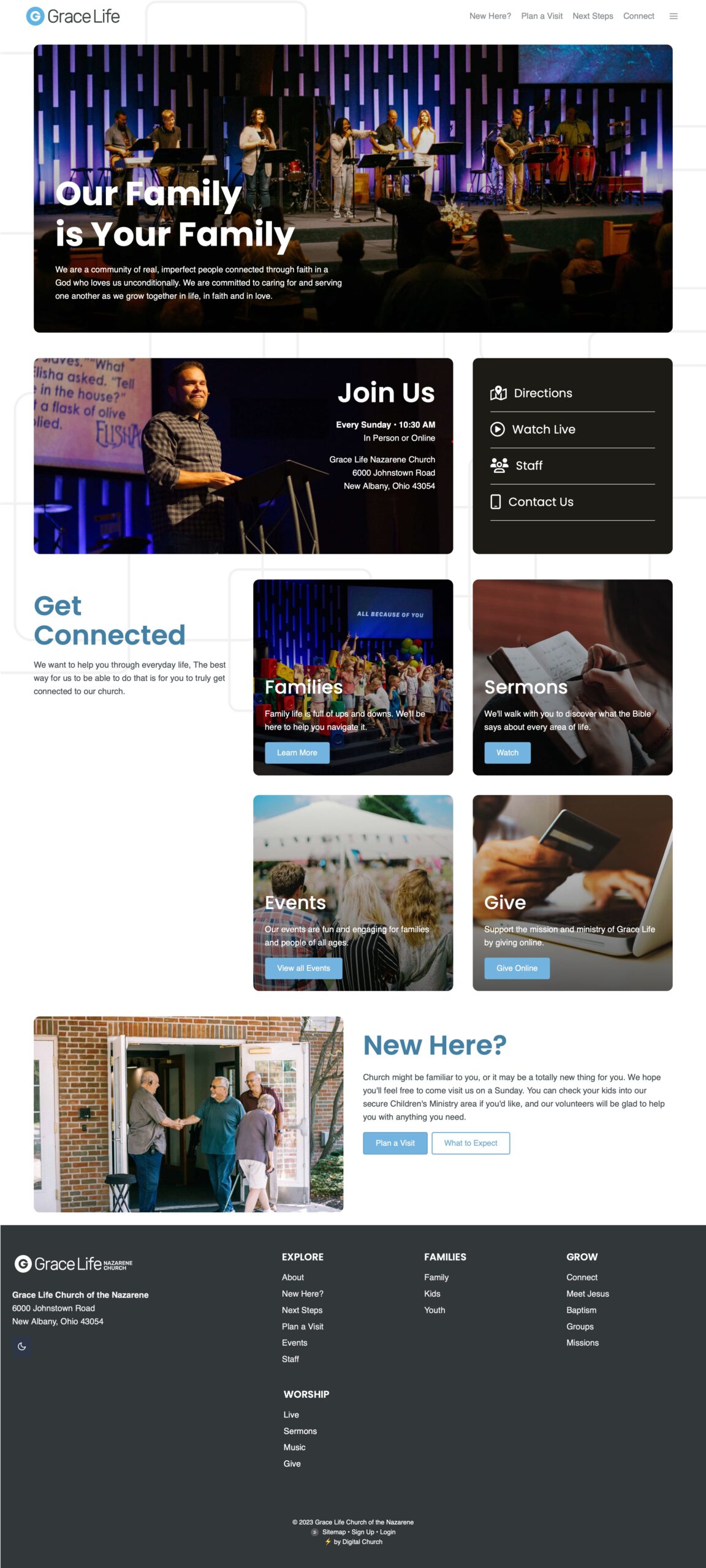 A website design for a church.